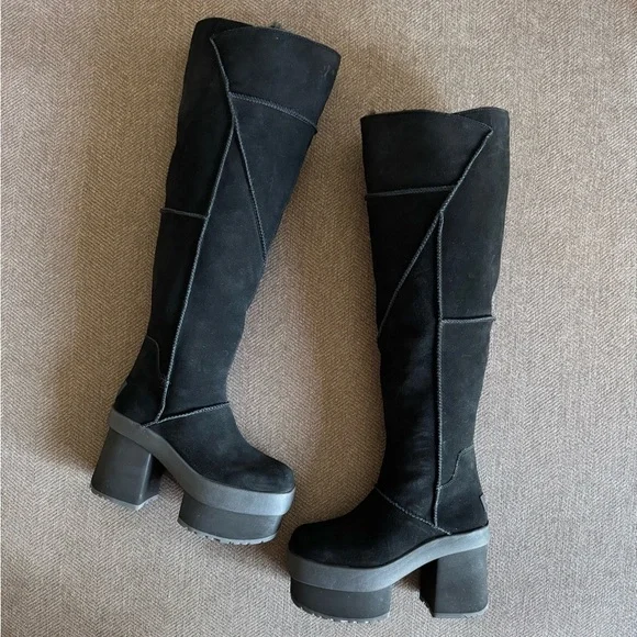 UGG New Heights Platform Xtra Over-the-Knee Black Boots - Picture 7 of 15